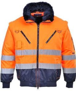 Alternative view of PortWest Hi Vis Orange 3-in-1 Class 3 Winter Pilot Jacket with Removable Sleeves and Fur Liner UPJ50