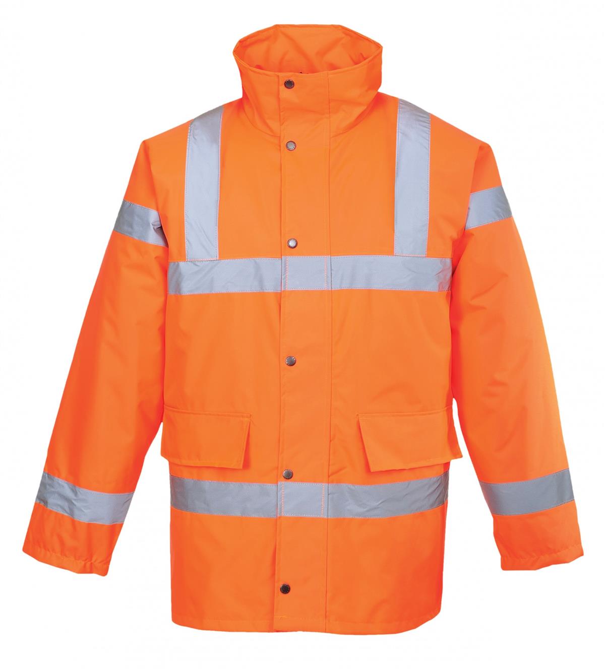 PortWest URT30 Hi Vis Orange Class 3 Lined Traffic Jacket, 300D Oxford Weave Waterproof Shell - Image 2
