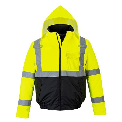 PortWest US363 Hi Vis Class 3 Type R Value Bomber Jacket, Waterproof, Hi Vis Yellow/ Black Bottom - Image 2