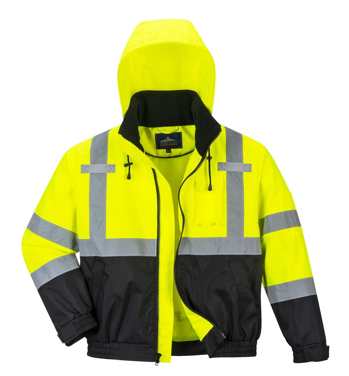 PortWest US364 Hi Vis Premium 2-in-1 Bomber Jacket, Class 3 Type R, Stain Resistant, Hi Vis Yellow/ Black - Image 2