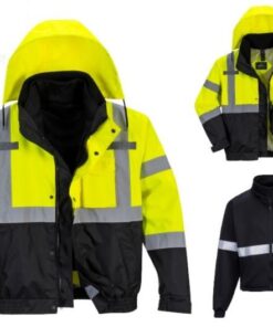 Alternative view of PortWest US365 Hi Vis Class 3 Type R 3-in-1 Premium Bomber Jacket, Waterproof, Hi Vis Yellow/ Black Bottom