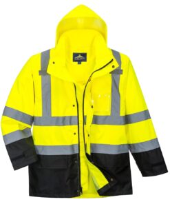 Alternative view of PortWest US366YBR Hi Vis Class 3 Contrast Rain Jacket, Waterproof, Vented Back with D-Ring Access, Pack Away Hood, Hi Vis Yellow/Black