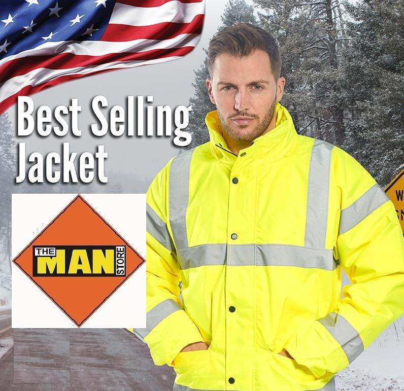 PortWest US463 Hi Vis Green Class 3 Winter Bomber Waterproof 300 Denier Durable Waterproof Shell, Warm Wadding Liner - Image 3