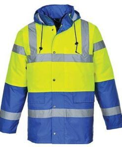 Alternative view of PortWest US466 Hi Vis Yellow Class 3 Winter Parka with Royal Blue Bottom Waterproof 300 Denier Durable Shell with Stitched-in Quilted Liner US466YRB