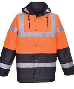 Alternative view of PortWest US467 Hi Vis Orange Class 3 Winter Parka with Black Bottom Waterproof 300 Denier Durable Shell with Stitched-in Quilted Liner