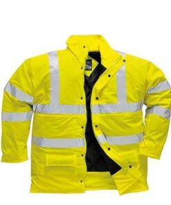 Alternative view of PortWest Waterproof Hi Vis Green Class 3 Insulated Rain Sleet Parka Sealtex US490