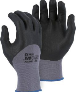 Majestic 3228K SuperDex 3/4 Dip Micro Foam Nitrile Palm Gloves, 15 Gauge Nylon Shell, Box/12 Pairs