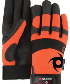 Majestic A1B37O Power Cut with Alycore Gloves - 2 Layers in Palm - 1 Layer in Fingers - Hi Vis Orange - 1 Pair