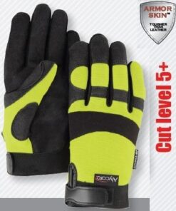 Alternative view of Majestic A1B37Y Power Cut with Alycore Gloves - 2 Layers in Palm - 1 Layer in Fingers - HI Vis Yellow - 1 Pair