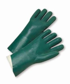 West Chester J1227RF Green PVC Coated, Sandpaper Grip, 12" Length, Jersey Lined Gloves- Large - Box/12 Pairs