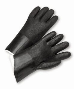 West Chester J212 Black PVC Coated, 12" Length, Acid Grip, Jersey Lined Gloves - Large - Box/12 Pairs