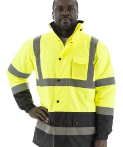 Majestic 75-1303 High Visibility Polar Quilt Lined Detachable Hood & Sleeves Waterproof Parka