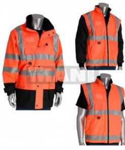 PIP 343-1756-OR ANSI Class 3 7-in-1 All Conditions Coat with Inner Jacket and Vest Combination, Waterproof - Hi Vis Orange