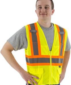 Majestic Hi Vis Yellow 75-3209 Zipper or 75-3211 Velcro Class 2 DOT 6 Pocket Safety Vest
