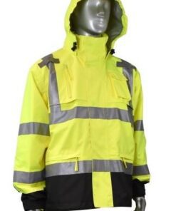 Radians RW32-3Z1Y Heavy Duty Rip Stop Waterproof Class 3 Rain Jacket, Hi Vis Lime Green
