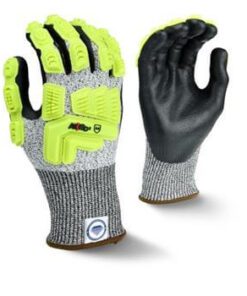 Radians RWGD110 AXIS D2 Cut Resistant Gloves, Dyneema Diamond Technology, Cut Level A4, 13 Gauge Shell, Micro Nitrile Palm Coated, TPR Protection, Box/12 Pairs