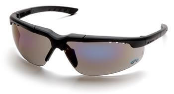 Pyramex SCH4875D Safety Glasses, Reatta Eyewear Blue Mirror Lens with Charcoal Frame, Qty: Box/12 prs