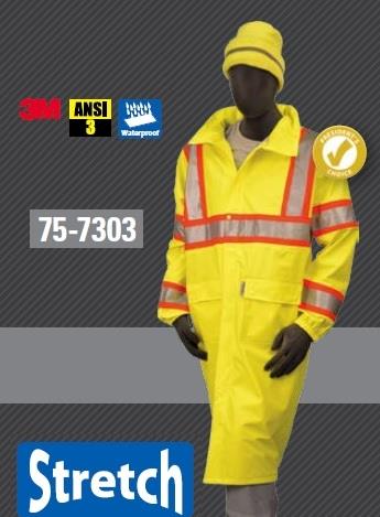 OccuNomix LUX-TJRE-Y3X Giacca Impermeabile E Traspirante Classe 3 | Giallo, Lunghezza Al Polpaccio, 3XL